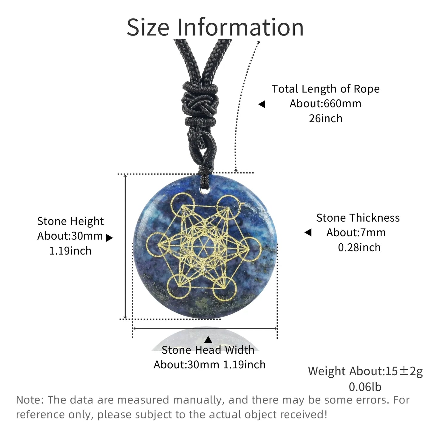 Natural Gemstone Necklace - Metatron's Cube (Choose your stone)