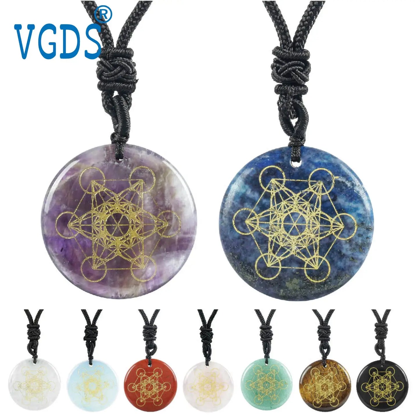 Natural Gemstone Necklace - Metatron's Cube (Choose your stone)