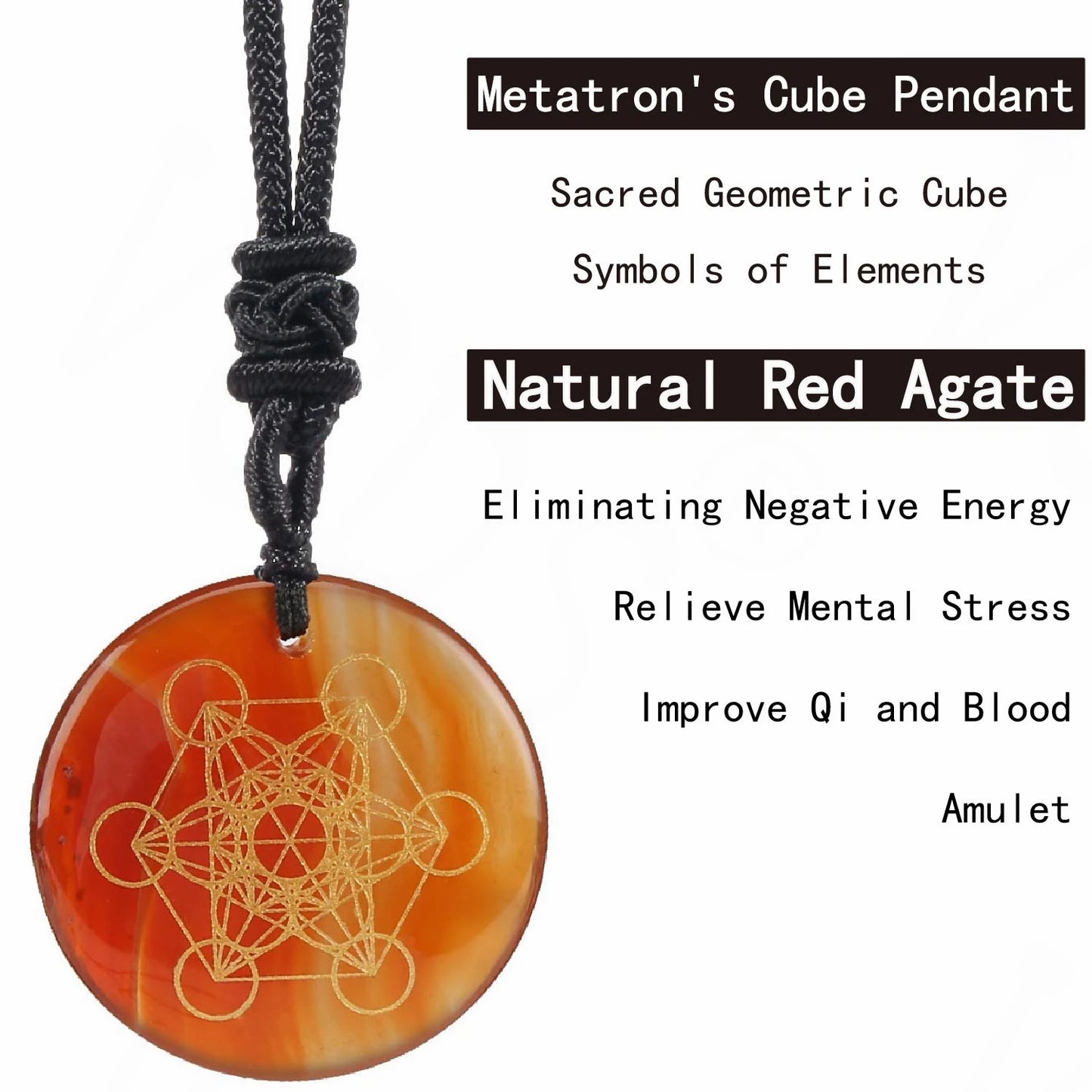Natural Gemstone Necklace - Metatron's Cube (Choose your stone)