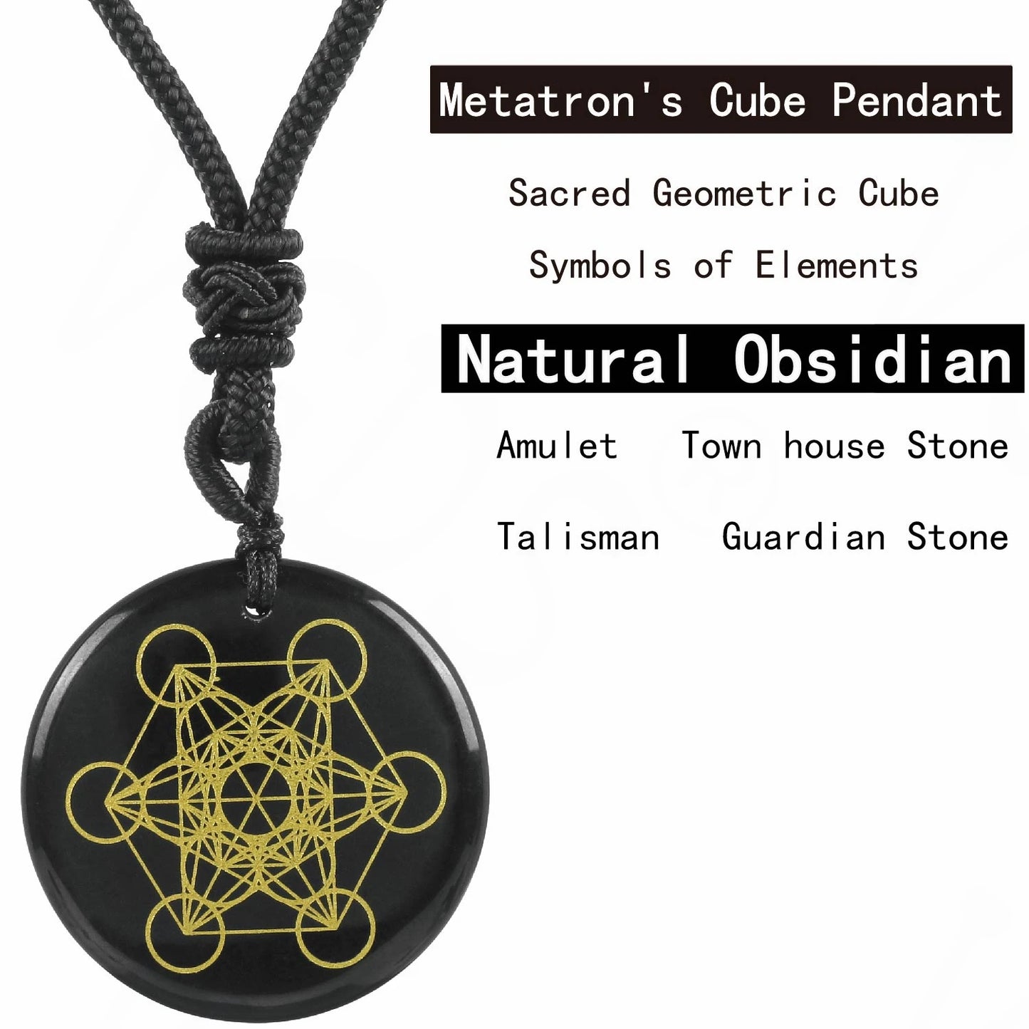 Natural Gemstone Necklace - Metatron's Cube (Choose your stone)