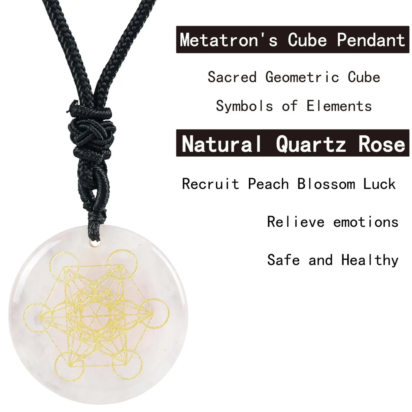Natural Gemstone Necklace - Metatron's Cube (Choose your stone)