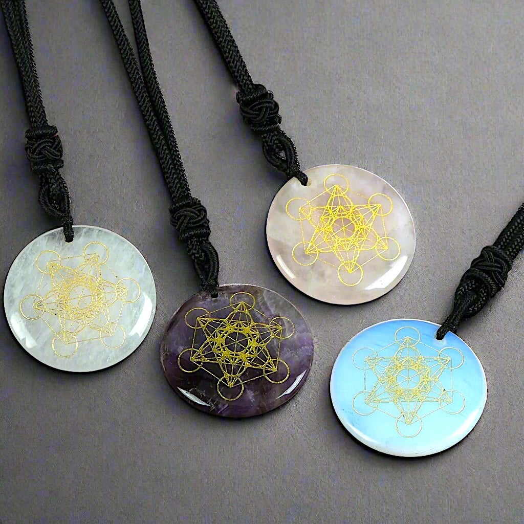 Natural Gemstone Necklace - Metatron's Cube (Choose your stone)