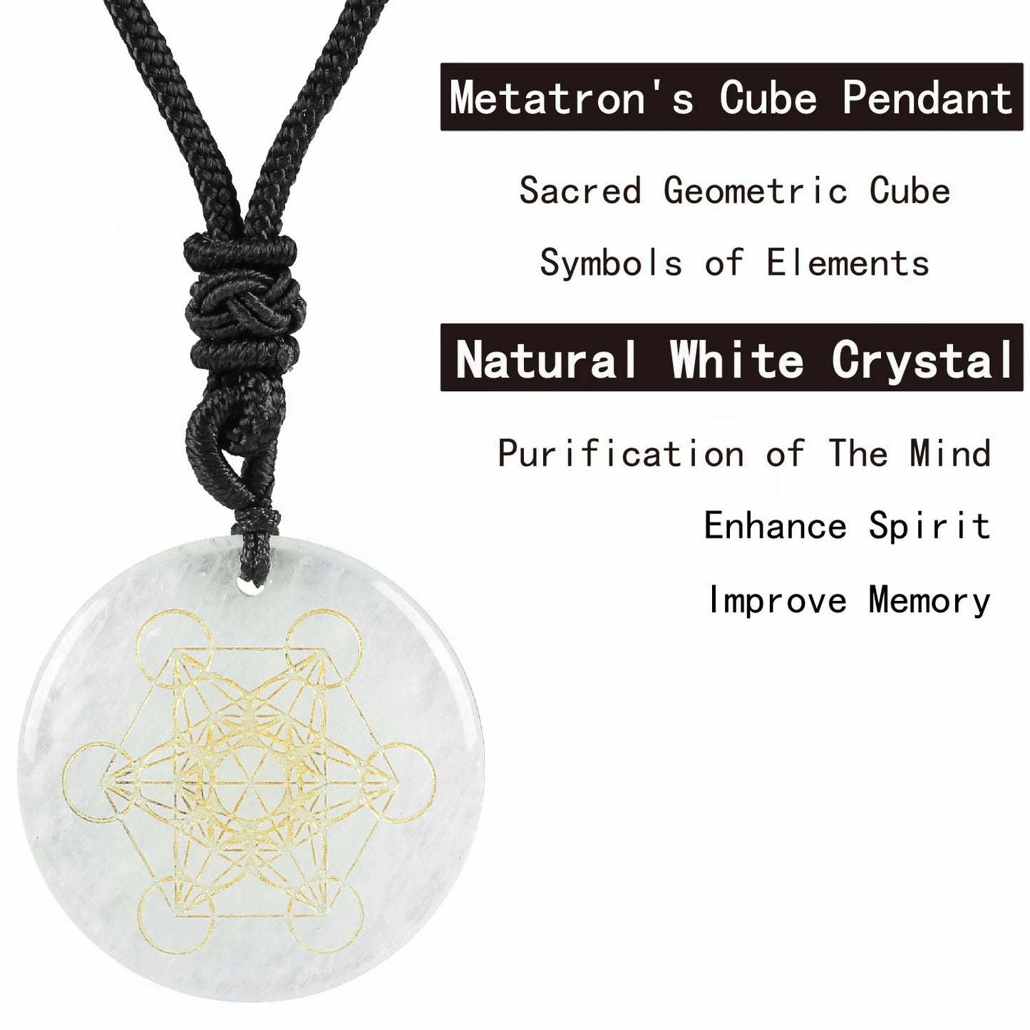 Natural Gemstone Necklace - Metatron's Cube (Choose your stone)