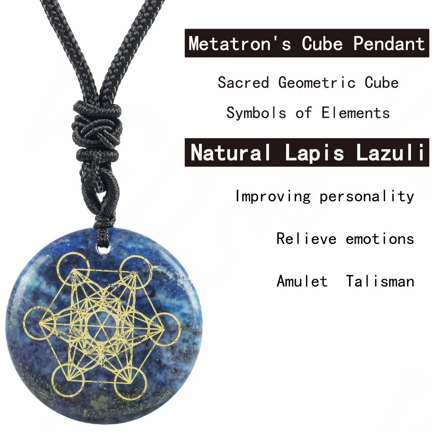 Natural Gemstone Necklace - Metatron's Cube (Choose your stone)