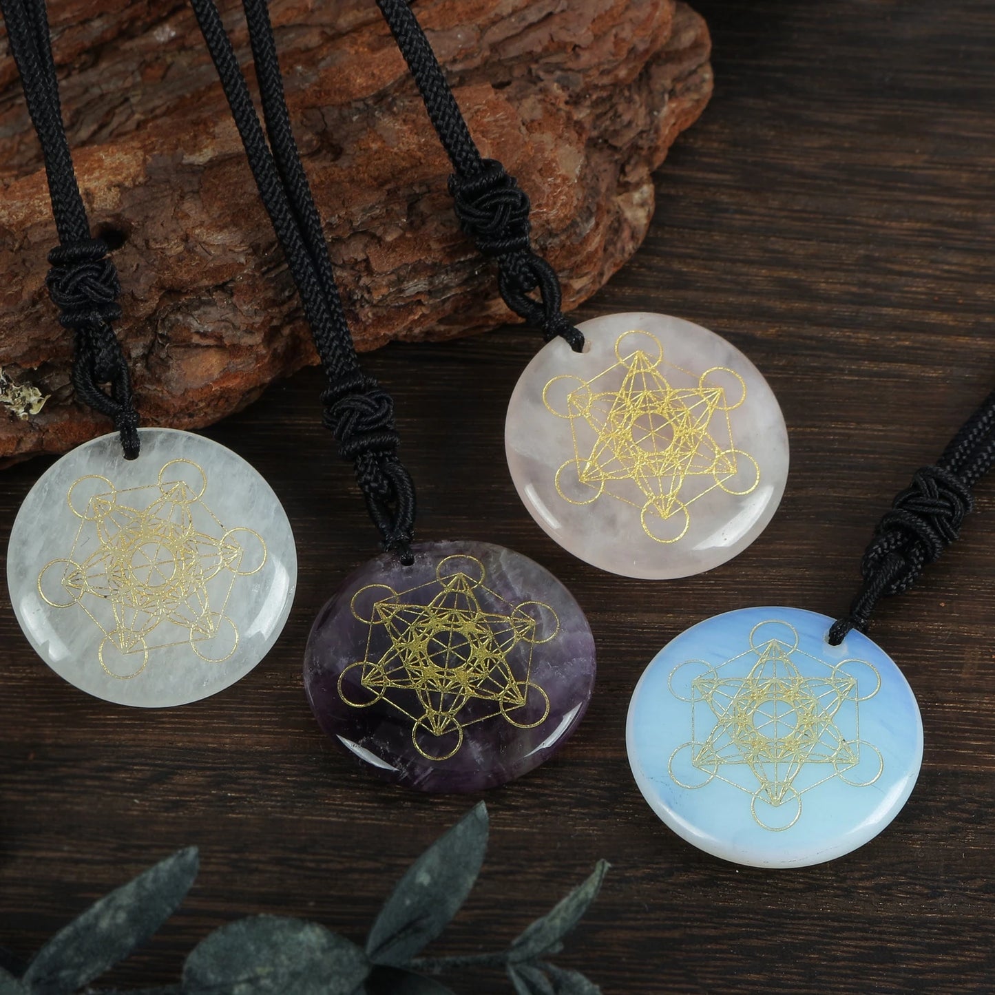 Natural Gemstone Necklace - Metatron's Cube (Choose your stone)