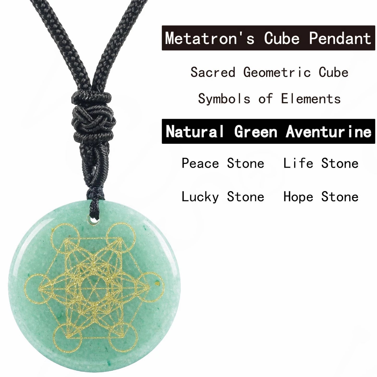 Natural Gemstone Necklace - Metatron's Cube (Choose your stone)